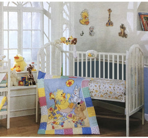 NEW Vintage Little Suzy's Zoo Witzy's Playtime 4 PC Nursery Crib Bedding Set Baby Blanket Comforter & Wall Art - Duck Bear Giraffe Bunny Animals 1999