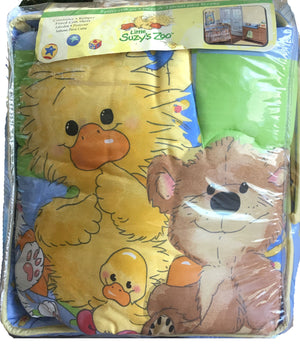 NEW Vintage Little Suzy's Zoo Witzy's Treasures Crib Bedding Set 5-Piece Nursery Collection Baby Blanket Comforter Duck Bear Giraffe Animals & Toys Unisex 2000 Rare