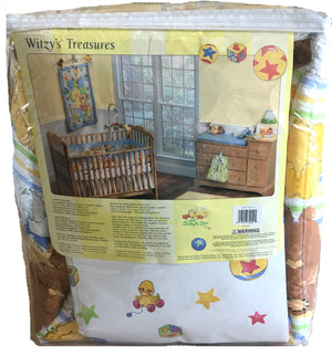 NEW Vintage Little Suzy's Zoo Witzy's Treasures Crib Bedding Set 5 PC Nursery Collection Baby Blanket Comforter Duck Bear Giraffe Animals & Toys Unisex 2000 Rare