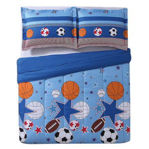 Blue Sports Star Boy Bedding Twin Comforter Set