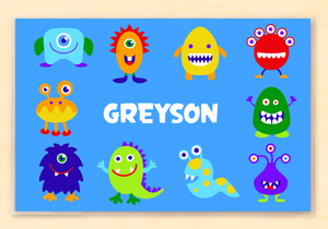 Alien Monsters Personalized Placemat 18" x 12" with Alphabet