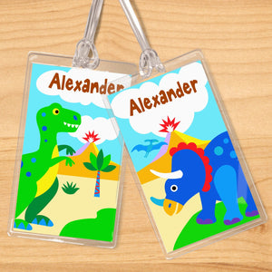 Dinosaur Land Personalized 2 PC Kids Name Tag Set