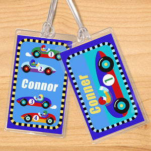 Sports Race Cars Personalized 2 PC Kids Name Tag Set