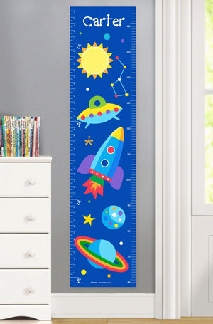 Outer Space Galaxy Rocket Canvas Growth Chart
