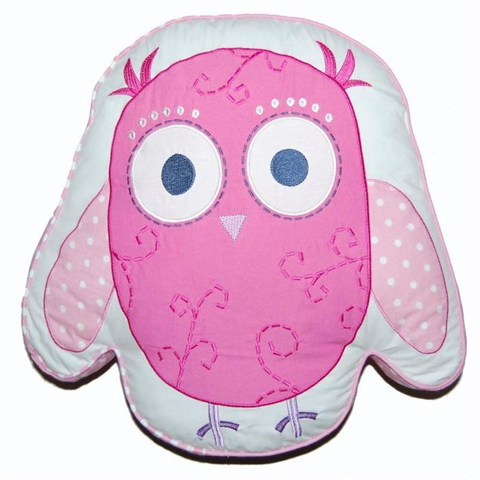 Pink Owl Shaped Kids Girl Decorative Throw Pillow Cotton 17" x 16"