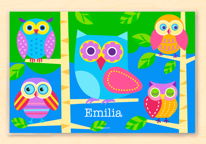 Owls Personalized Placemat 18" x 12" with Alphabet