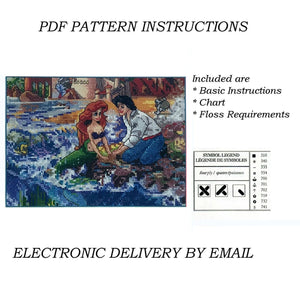The Disney Dreams Collection By Thomas Kinkade The Little Mermaid Vignette 5" x 7" Counted Cross Stitch Kit or PDF Chart Pattern Instructions
