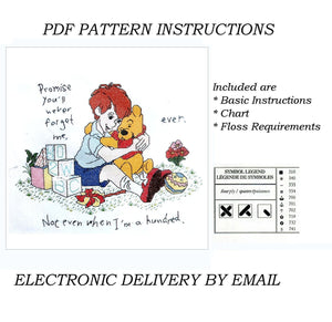 Winnie The Pooh Bear & Christopher Robin Best Friends Hug Cross Stitch Kit or PDF Pattern Instructions 6 1/2" x 8 1/2" Designer Stitches D3 Walt Disney Catalog