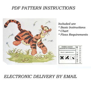 Disney Winnie The Pooh Tigger Bounce Watercolor Counted Cross Stitch Kit or PDF Chart Pattern Instructions 7" x 6"