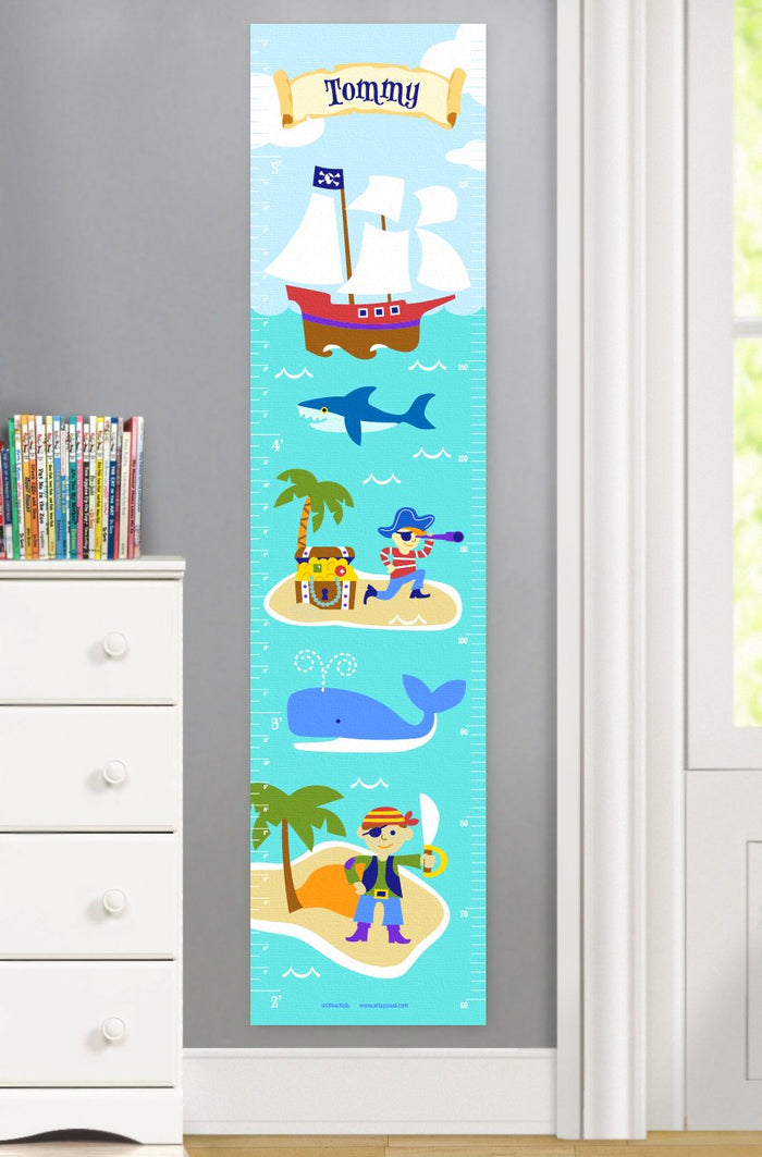 Pirates & Pirate Ships Height Personalized Growth Chart Self-Adhesive or Canvas