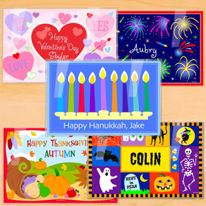 Hanukkah/Holidays Personalized Placemat Set of FIVE 18" x 12"
