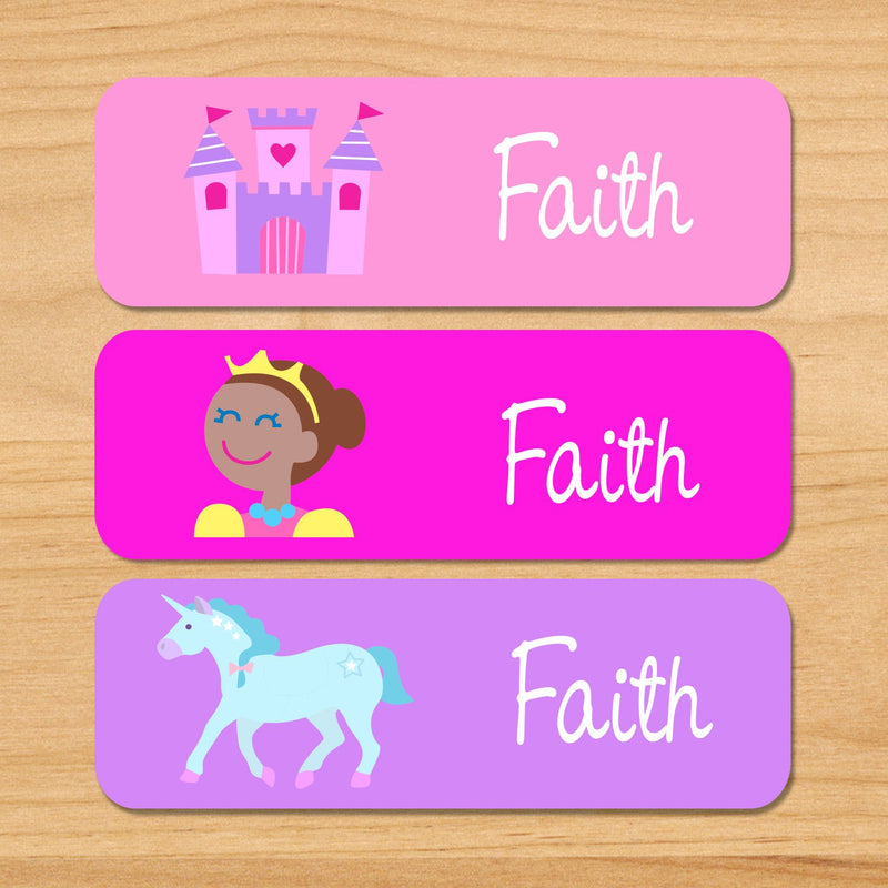 Princess & Castle Personalized 33 CT Rectangle Waterproof Labels ...