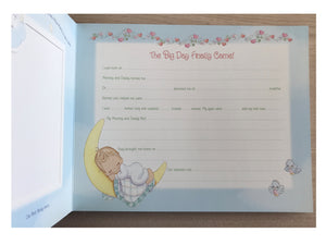 New Vintage Precious Moments Baby Memory Record Book Photo Keepsake Baby's First Year Sleeping Baby on a Moon Stepping Stones 2000 With Small Flaws