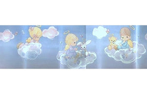 Vintage Precious Moments Angel on Clouds Wall Border Babies Bears & Bunnies Peel & Stick Blue Wallpaper Decals