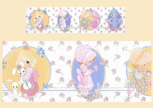 Vintage Precious Moments Girls Playtime Peel & Stick Wall Border Roses Hearts Self-Adhesive Wallpaper Stickers