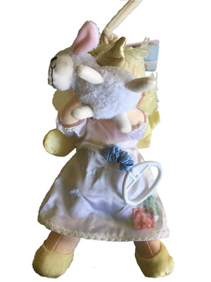 New Vintage 2003 Precious Moments Musical Angel Girl Plush Toy Doll With Lamb Pull Down String Crib / Stroller Toy Pal Large 12" Rare Collectible