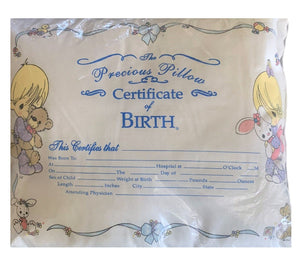 New Precious Moments Keepsake Baby Birth Certificate Pillow 9" x 12" - Baby Shower Gift Vintage 2000s