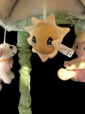 NEW Vintage Precious Moments Crib Musical Mobile for Baby Nursery Precious Babies - Boy Girl Bird Lamb & Sun