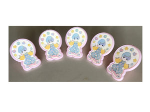 Precious Moments Clowns Cake Toppers or Cupcake Party Rings 5 CT Pink or Blue