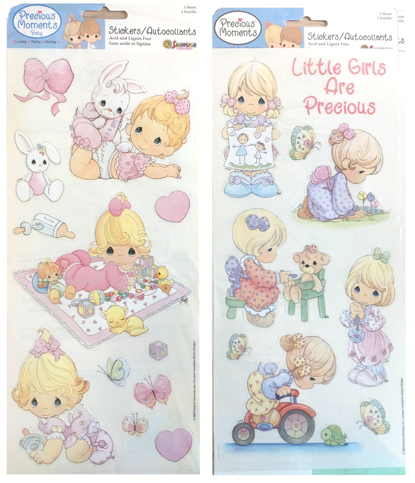 Precious Moments Scrapbooking Stickers Baby Girls Vintage Border Sheet –