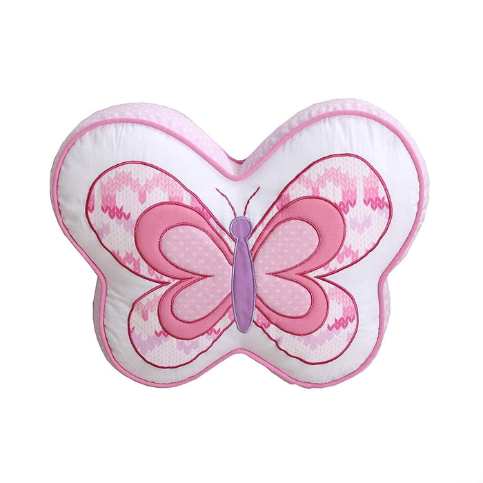 Pink White Butterfly Shaped Decorative Throw Pillow Cotton 16" x 12" Kid Girl