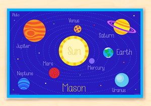 Planets Solar System Kids Personalized Placemat 18" x 12" with Alphabet