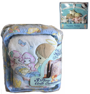 Vintage Precious Moments Angel BLESS THIS BABY Crib Bedding Set 7-Piece Nursery Collection 1999