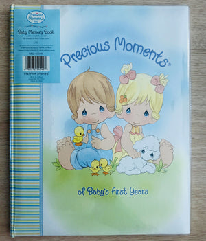 New Rare Vintage Precious Moments Fill-In Baby Memory Record Book of Baby's First Years Padded Photo Keepsake Boy & Girl with Lamb & Chicks by Stepping Stones 2006