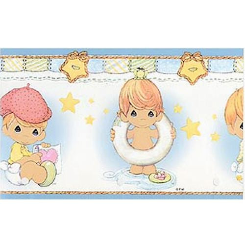 Vintage Precious Moments Little Baby / Toddler Boy Playing Wall Border Peel and Stick 15ft