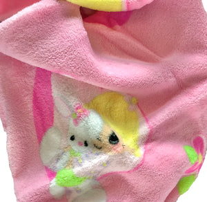 Precious Moments Girl Plush Soft Fleece Crib Baby Blanket Nursery Pink or White Baby Shower Gift Girl with Bunny, Lamb, or Moon