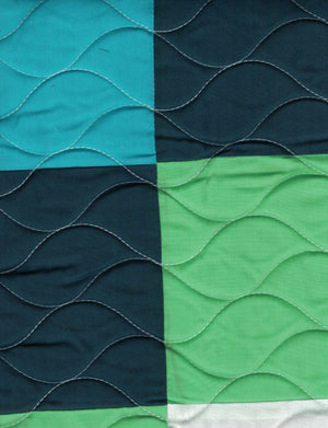 Green Navy& Turquoise Blue Geometric Teen Boy Bedding Full/Queen Quilt Set - Detail