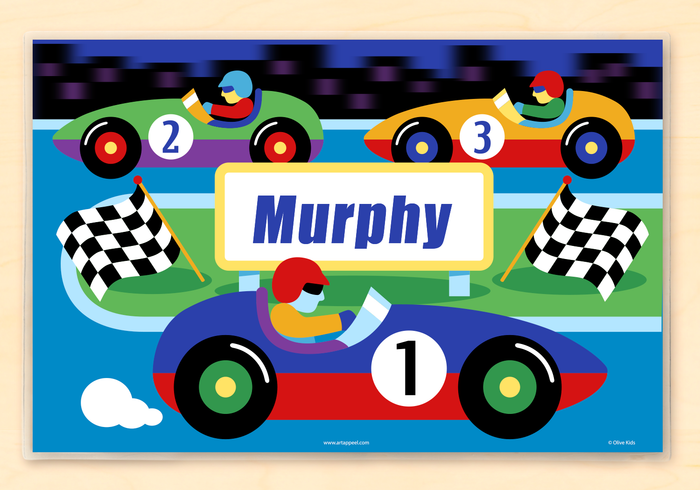 Race Car Drivers Personalized Placemat 18" x 12" with Alphabet
