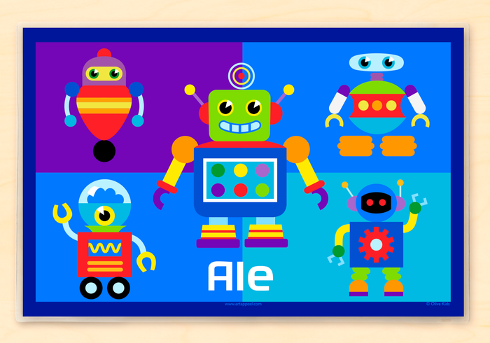 Robots Personalized Placemat 18" x 12" with Alphabet