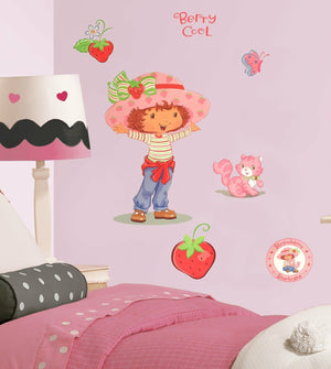 Strawberry Shortcake 2000's Character Giant Wall Decal Mural Room Buddy 17" x 40" Peel & Stick 9-Piece Stickers