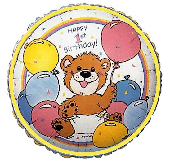 Suzy's Zoo Happy 1st Birthday Baby Bear 18" Party Balloon