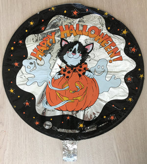 Suzy's Zoo Black Cat Pumpkin & Ghosts Happy Halloween 18" Party Balloon
