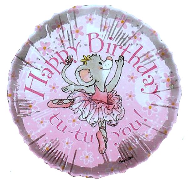 Suzy's Zoo Tilly Mouse Ballerina Happy Birthday Pink 18" Party Balloon