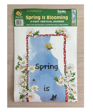 Banner vertical "Suzy's Zoo Spring Is Blooming" de 30,5 x 114,5 cm, para decoración de puertas, paredes, aulas y escuelas, póster vintage nuevo