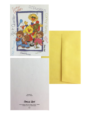 Vintage Suzy's Zoo Gang Group Characters Blank Memo Note Greeting Card With Envelope 1995