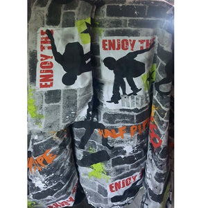 Kick Flip Skateboard Tricks Bedding Grey Graffiti Twin or Full Duvet Cover / Comforter Cover Set
