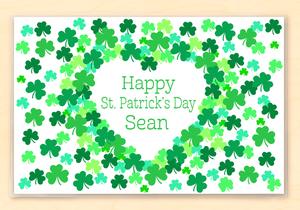 Shamrock St Patrick's Day Personalized Placemat 18" x 12" with Alphabet