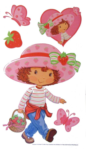 Strawberry Shortcake Stick-Ups 2000's Character Large Wall Decals Stickers 10" x 18" 4 Sheets Peel & Stick Berry Sweet