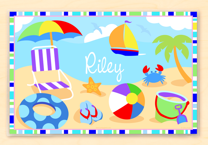 Summertime Beach Boy Girl Personalized Placemat 18" x 12" with Alphabet