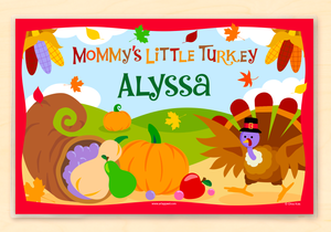 Mommy's Little Turkey Thanksgiving Personalized Placemat 18" x 12" with Alphabet