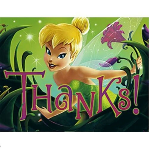 Tinkerbell and Fairies Party Thank You Cards 8 Per Package