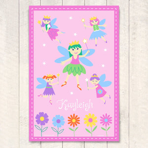 Pink Fairy Princess Personalized Kids Wall Art Print 12" x 18"