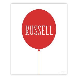 Red Personalized Balloon Art Print