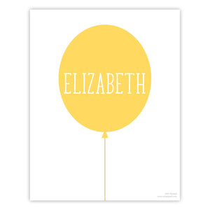 Yellow Personalized Balloon Art Print