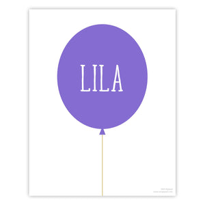 Purple Personalized Balloon Art Print