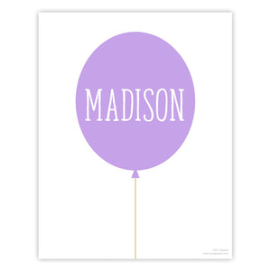 Lilac Personalized Balloon Art Print